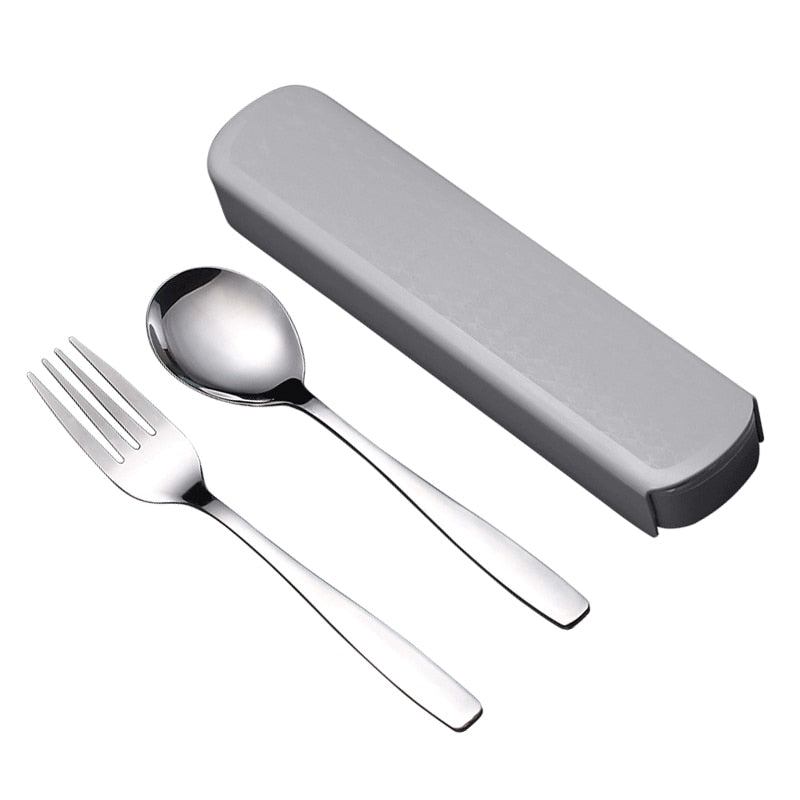 WORTHBUY Portable Travel Tableware Set Stainless Steel Dinnerware With Box Kitchen Fork Spoon Dinner Set For Kid School Cutlery - dianjiang-