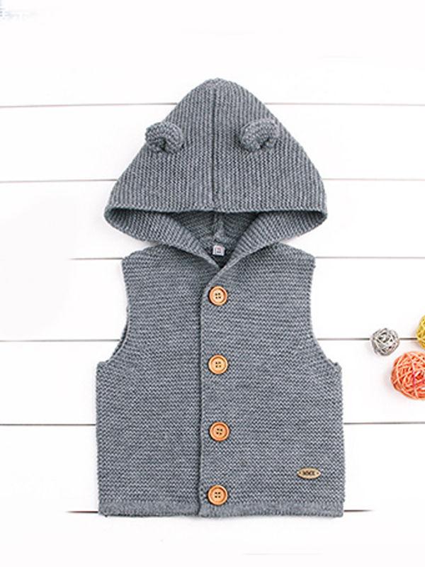 Animal Ears Waistcoat Sleeveless Buttoned Vest Baby Hoodie Cardigan - dianjiang-