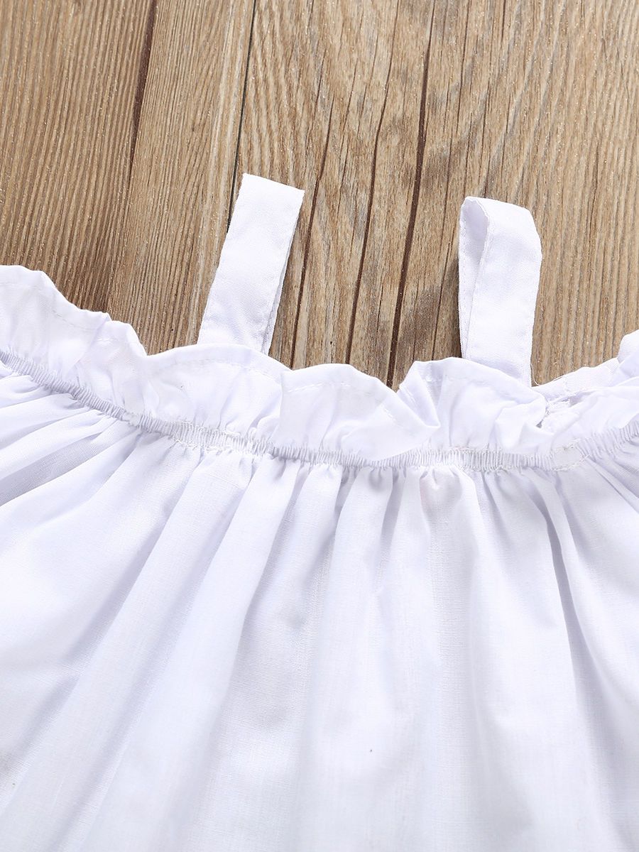 Baby Toddler Girl White Ruffle Suspender Top+Casual Pants 2-Piece Summer Outfits - dianjiang-