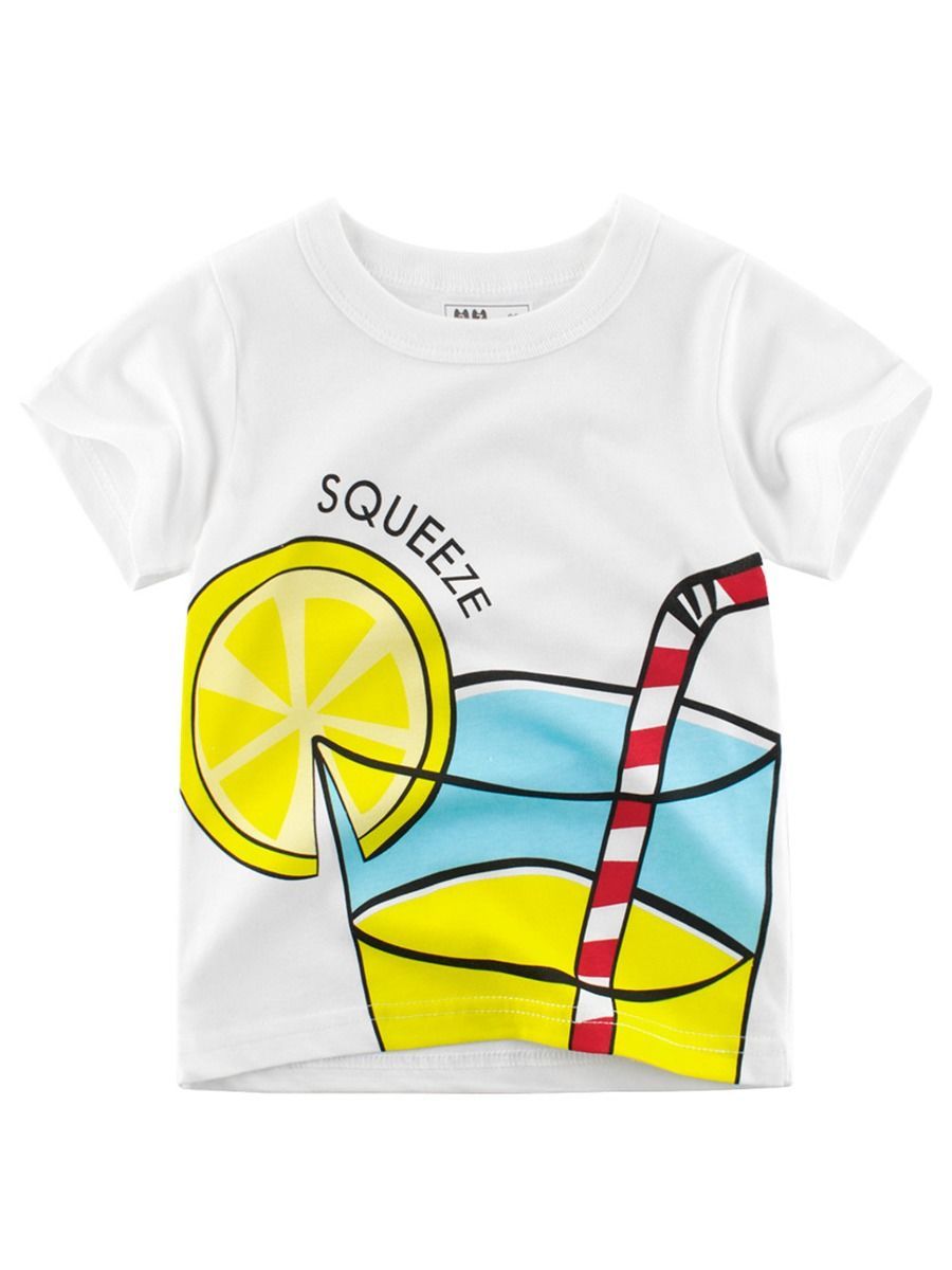 Summer Letters Print White T-shirt for Toddler Big Boys - dianjiang-