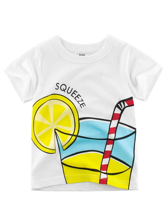 Summer Letters Print White T-shirt for Toddler Big Boys - dianjiang-