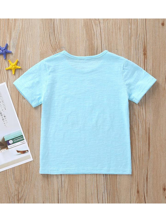 Wink After Lemon Printed Summer Baby Toddler Boy Blue T-shirt - dianjiang-