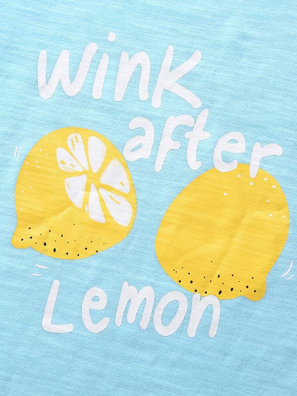 Wink After Lemon Printed Summer Baby Toddler Boy Blue T-shirt - dianjiang-
