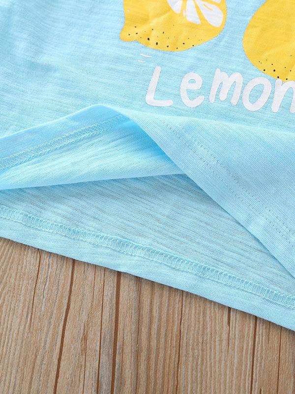 Wink After Lemon Printed Summer Baby Toddler Boy Blue T-shirt - dianjiang-