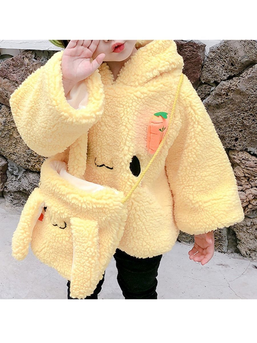 Winter 2-Piece Cute Bunny Style Fleeced Hoodies Matching Mini Bag - dianjiang-