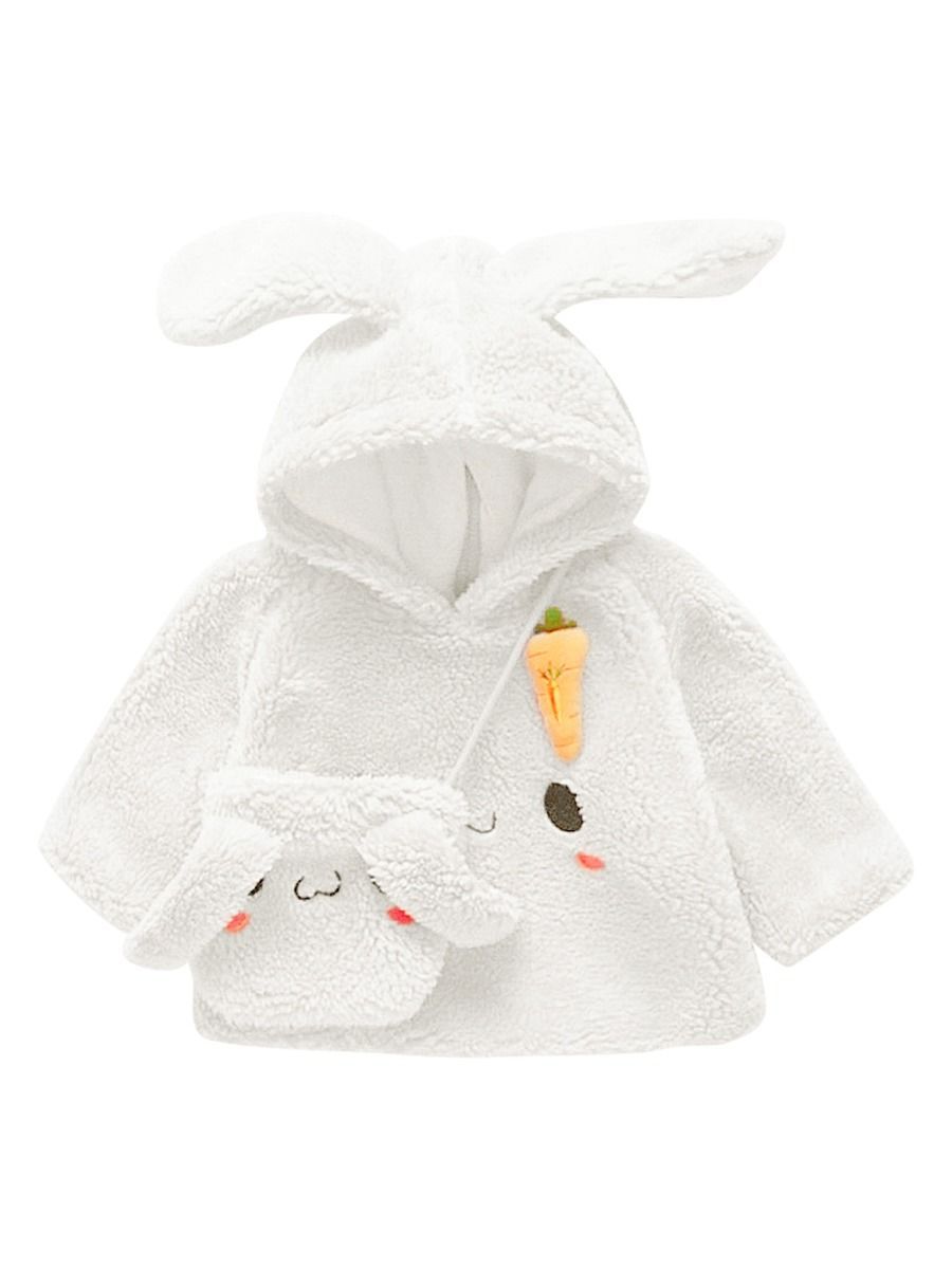 Winter 2-Piece Cute Bunny Style Fleeced Hoodies Matching Mini Bag - dianjiang-