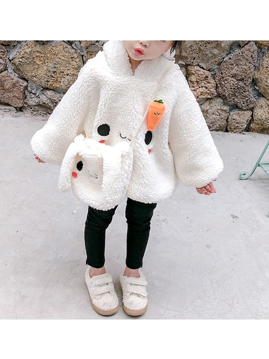 Winter 2-Piece Cute Bunny Style Fleeced Hoodies Matching Mini Bag - dianjiang-