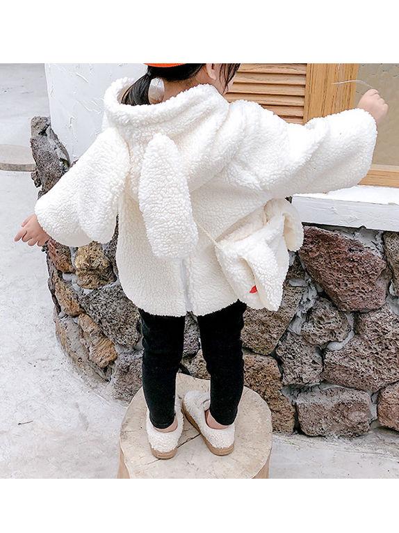 Winter 2-Piece Cute Bunny Style Fleeced Hoodies Matching Mini Bag - dianjiang-