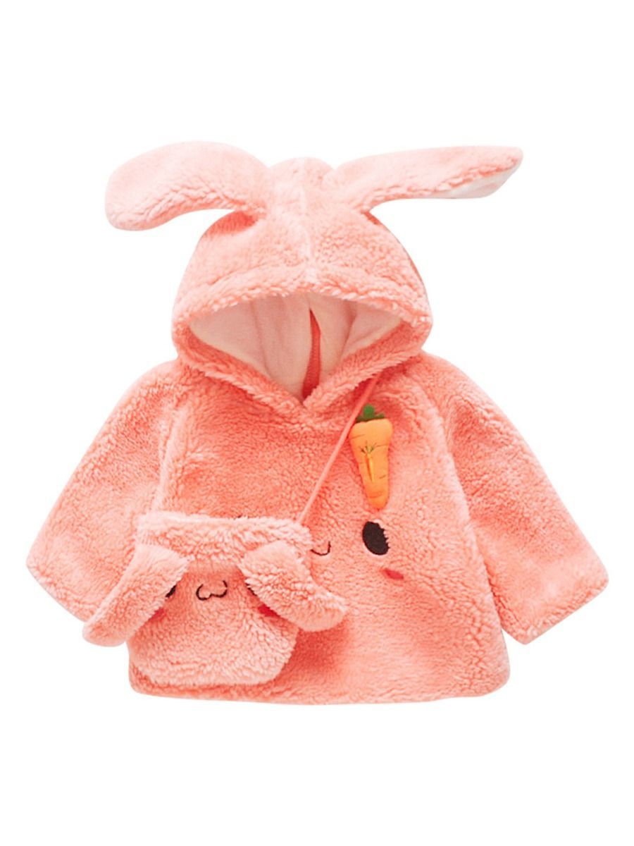 Winter 2-Piece Cute Bunny Style Fleeced Hoodies Matching Mini Bag - dianjiang-