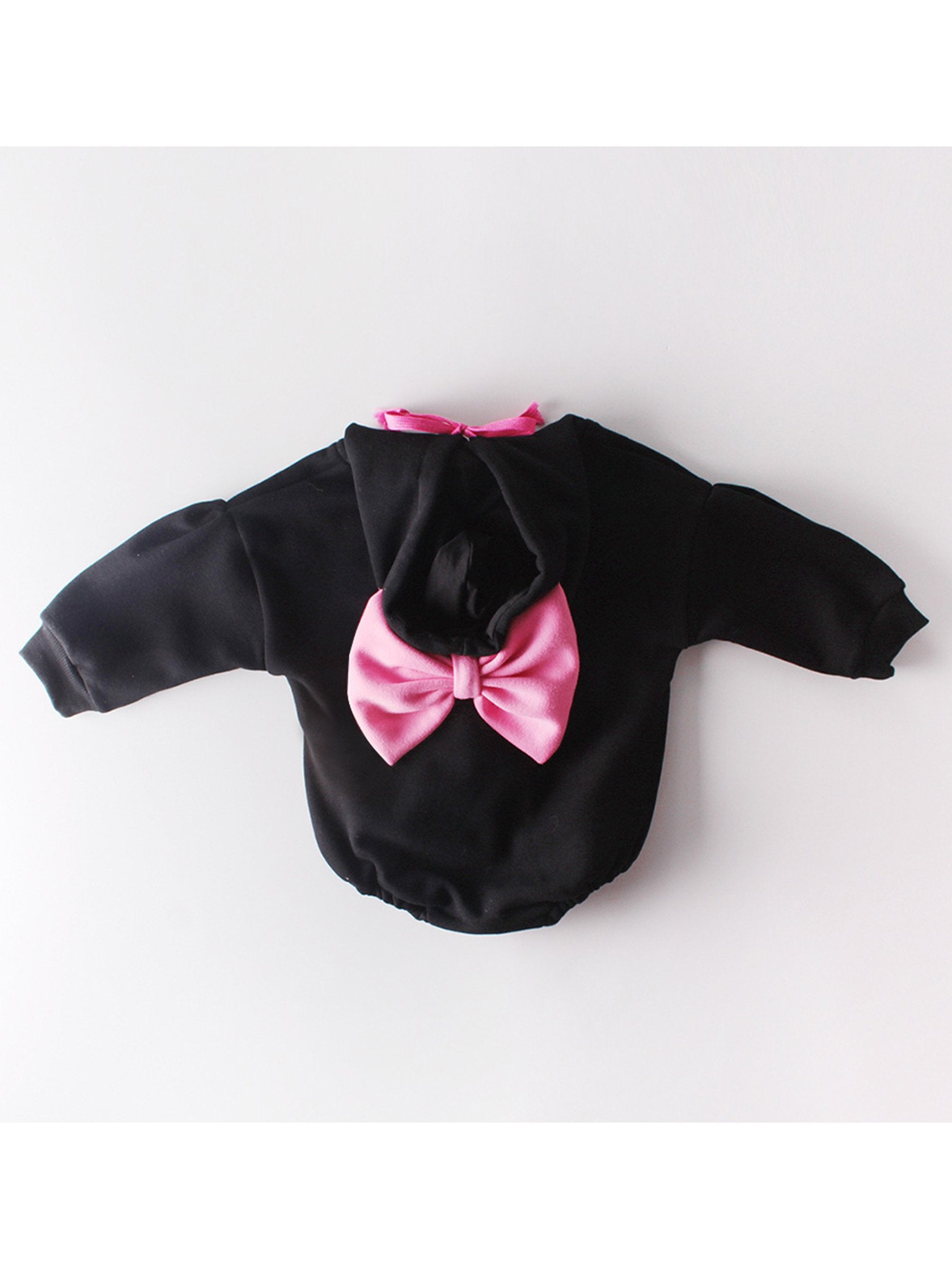 Winter Lovely Baby Big Bow Fleece-lined Hooded Onesie - dianjiang-