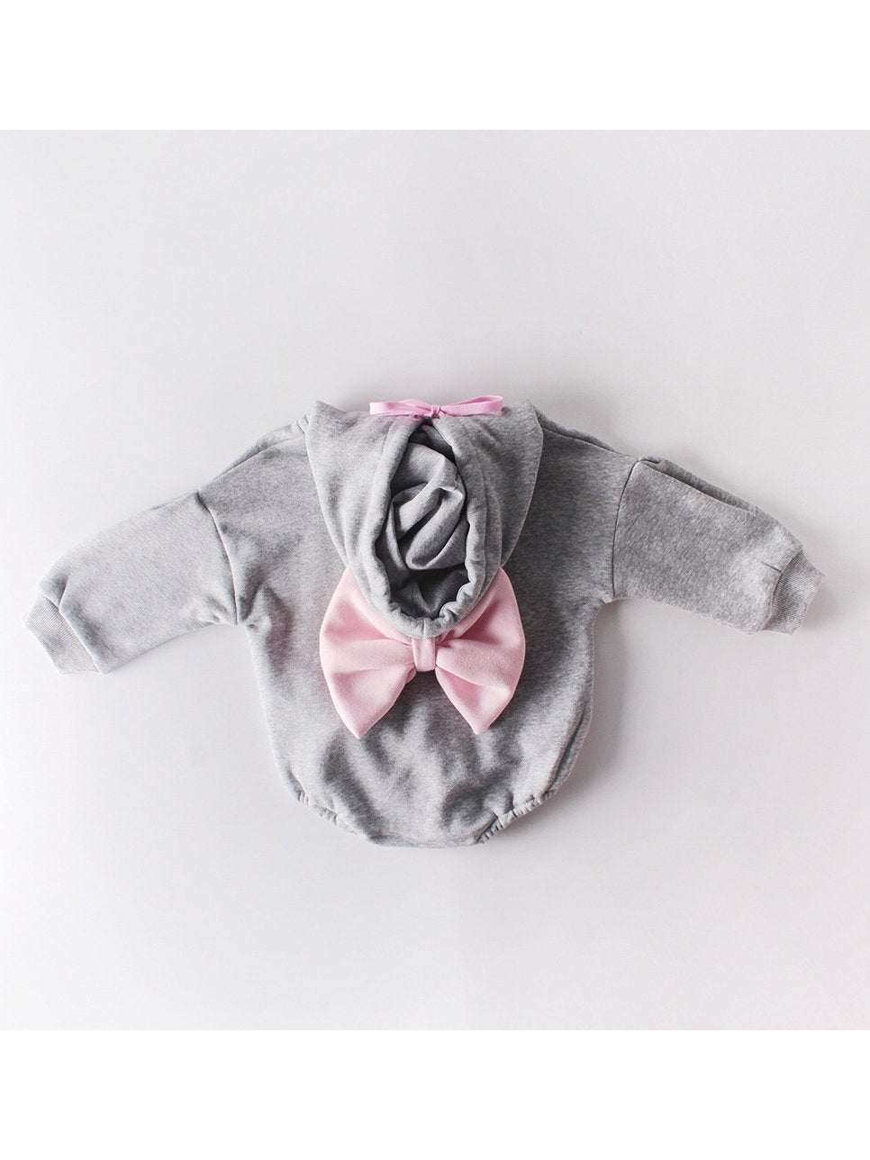 Winter Lovely Baby Big Bow Fleece-lined Hooded Onesie - dianjiang-