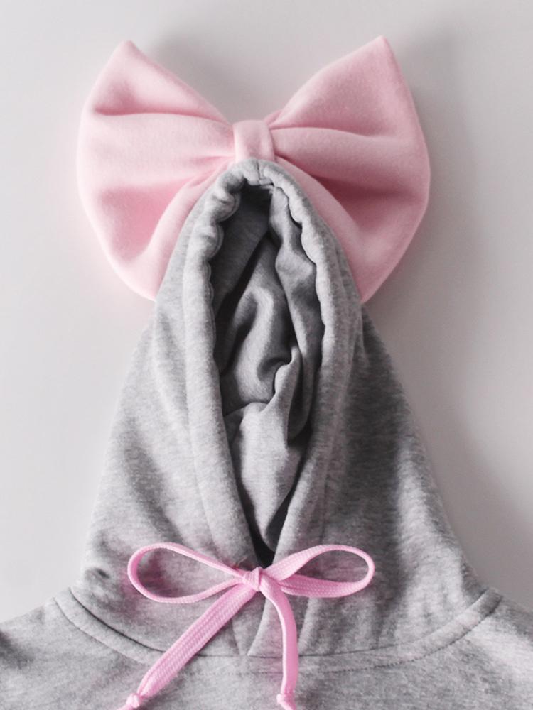 Winter Lovely Baby Big Bow Fleece-lined Hooded Onesie - dianjiang-