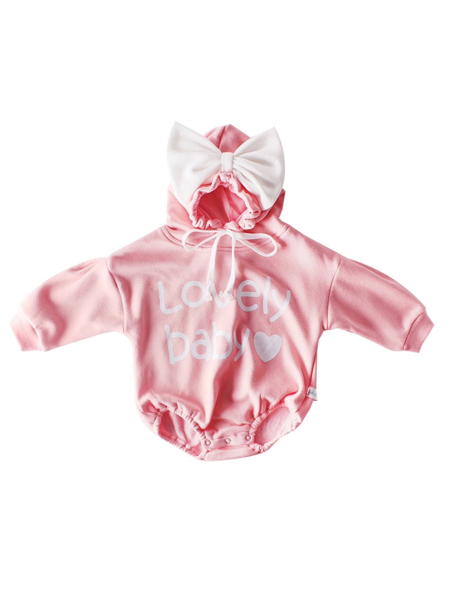 Winter Lovely Baby Big Bow Fleece-lined Hooded Onesie - dianjiang-