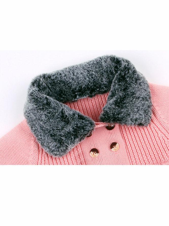Winter Infant Baby Fur Collar Knitted Coat - dianjiang-