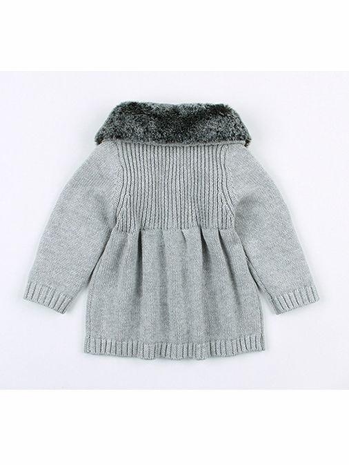 Winter Infant Baby Fur Collar Knitted Coat - dianjiang-