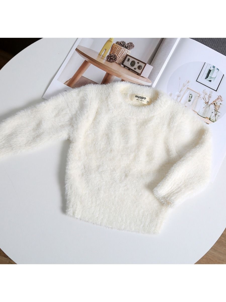 Winter Baby Toddler Girl Solid Color Soft Sweater - dianjiang-