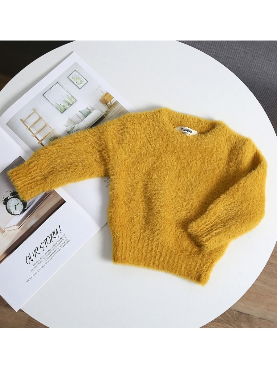 Winter Baby Toddler Girl Solid Color Soft Sweater - dianjiang-