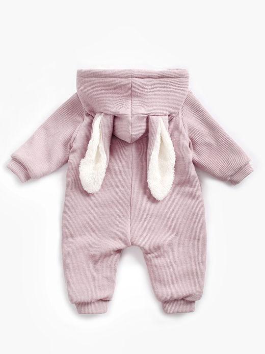 Winter Bunny Ear Pattern Adorable Fleece-lined Infant Baby Overall Pajama - dianjiang-