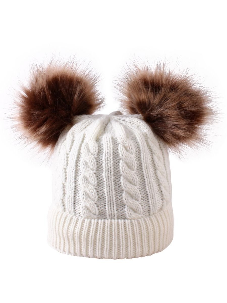 Winter Cute Baby Toddler Kids Double Pom Knitted Beanie Hat - dianjiang-