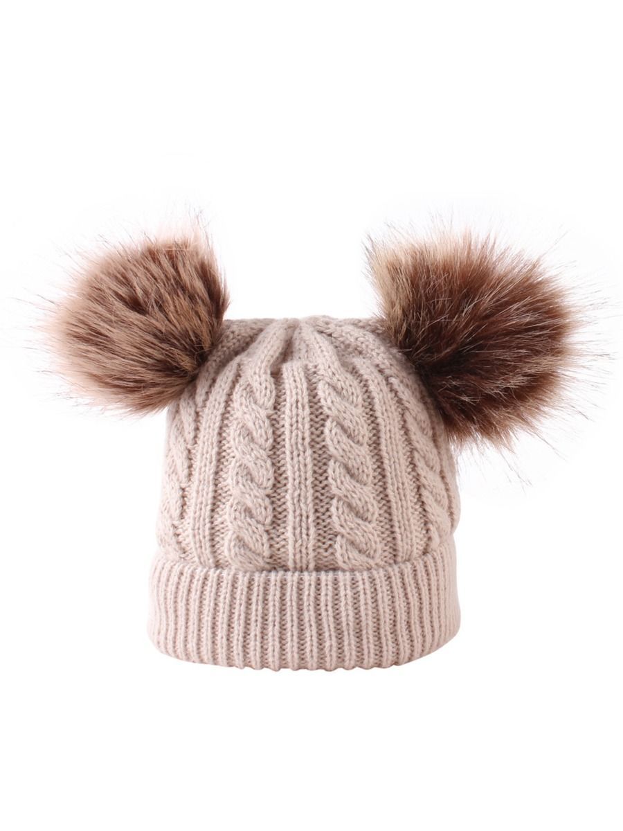 Winter Cute Baby Toddler Kids Double Pom Knitted Beanie Hat - dianjiang-