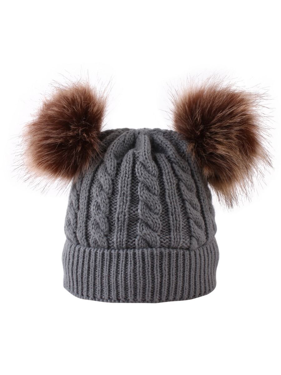 Winter Cute Baby Toddler Kids Double Pom Knitted Beanie Hat - dianjiang-