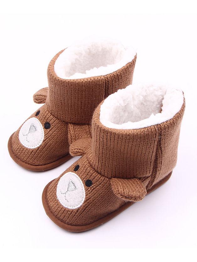 Brown Winter Cute Baby Bear Style Fleecee-lined Snow Boots - dianjiang-