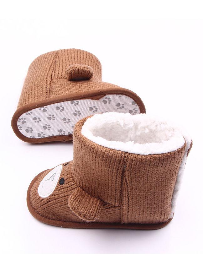 Brown Winter Cute Baby Bear Style Fleecee-lined Snow Boots - dianjiang-