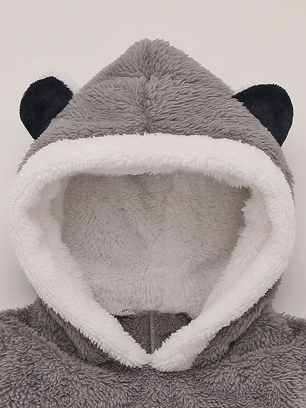 Winter Cute Infant Baby Panada Style Fleece-lining Hoodie 3-Color - dianjiang-