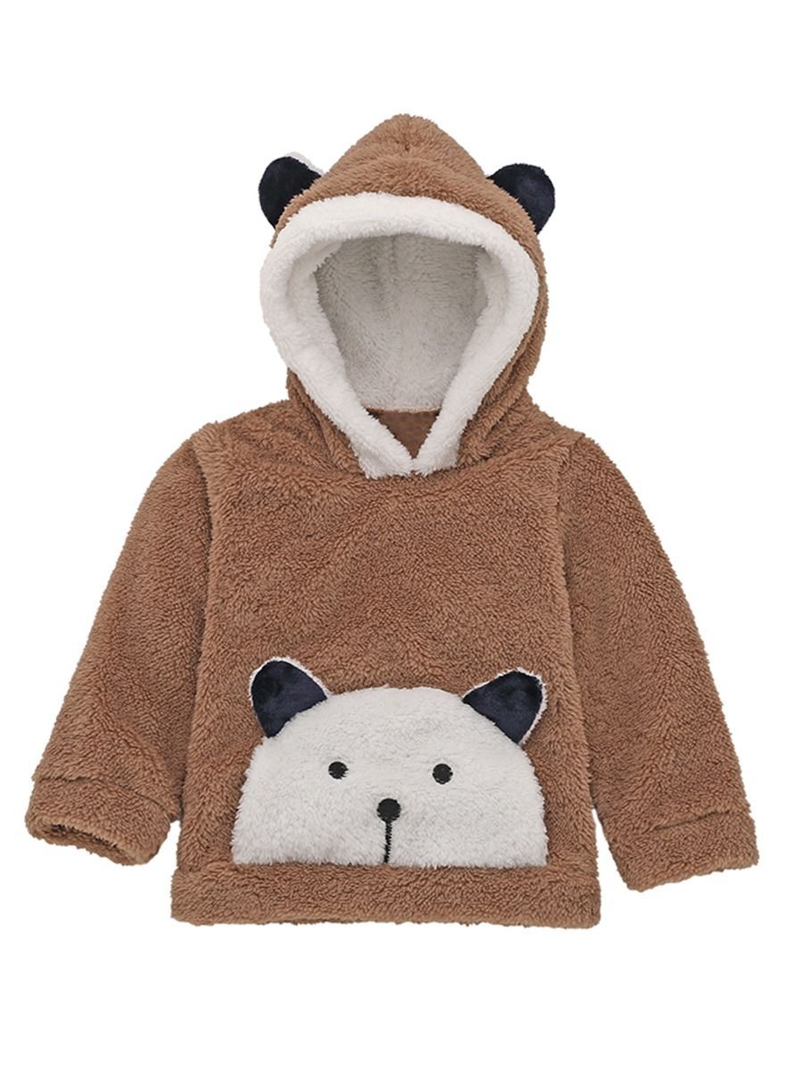 Winter Cute Infant Baby Panada Style Fleece-lining Hoodie 3-Color - dianjiang-