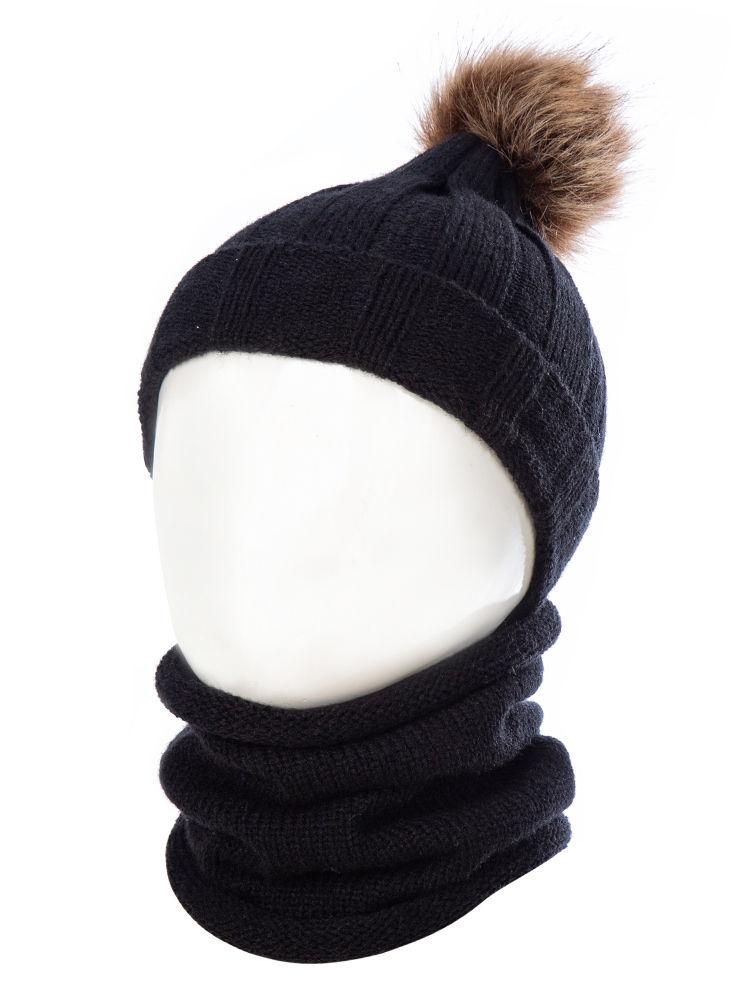 Winter Fashion 2-Piece Faux Fur Pom Knitted Beanie Hat Matching Scarf - dianjiang-