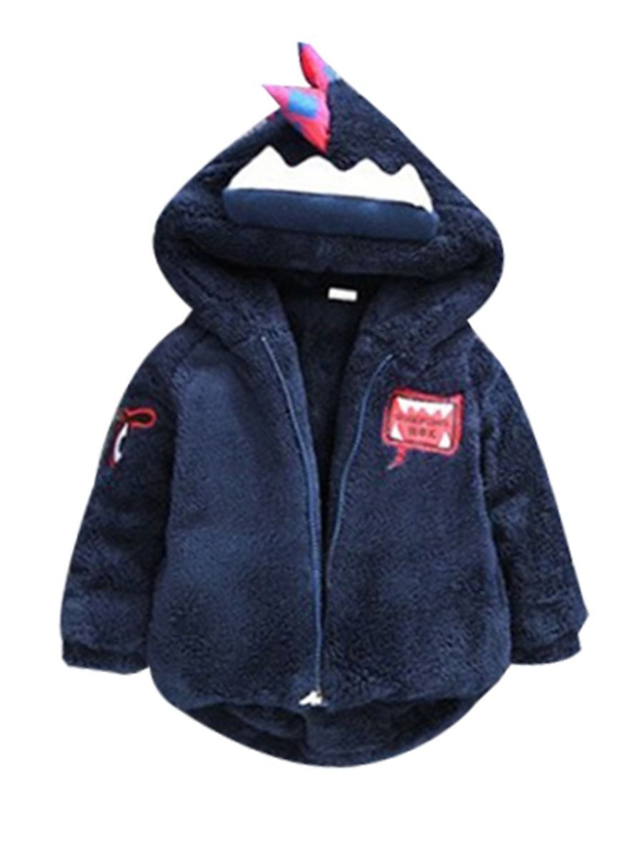 Fashion Toddler Boys Dinosaur Style Fleece-lined Hooded Coat - dianjiang-