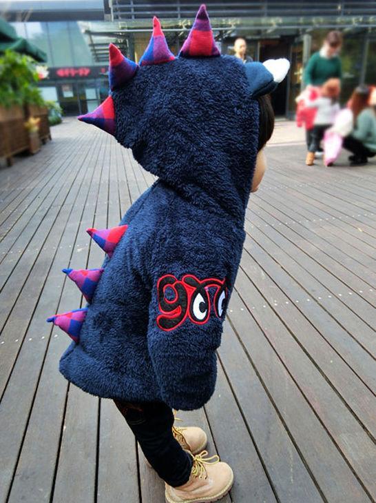 Fashion Toddler Boys Dinosaur Style Fleece-lined Hooded Coat - dianjiang-