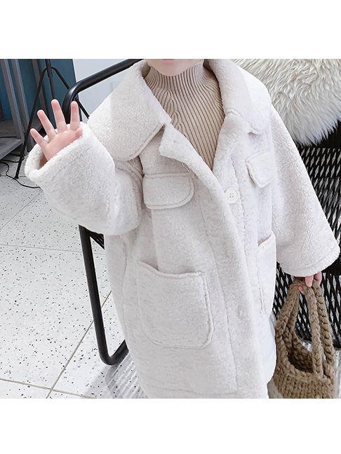 Winter Trendy Little Girl Solid Color Berber Fleece Jacket - dianjiang-