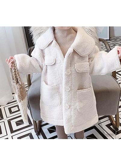 Winter Trendy Little Girl Solid Color Berber Fleece Jacket - dianjiang-