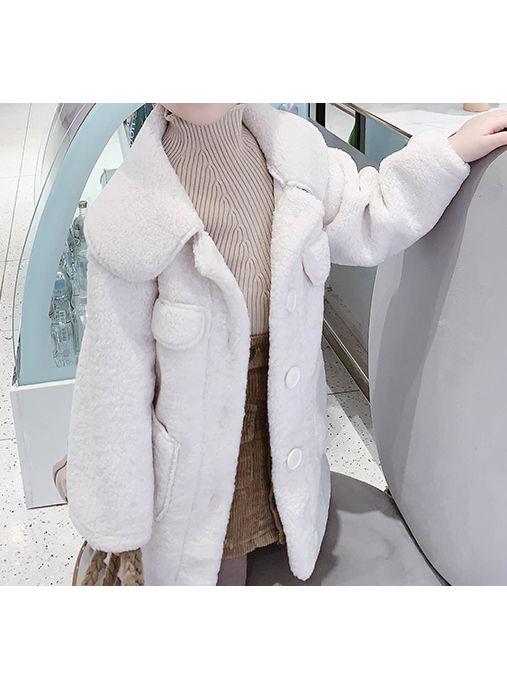Winter Trendy Little Girl Solid Color Berber Fleece Jacket - dianjiang-
