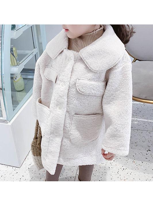 Winter Trendy Little Girl Solid Color Berber Fleece Jacket - dianjiang-