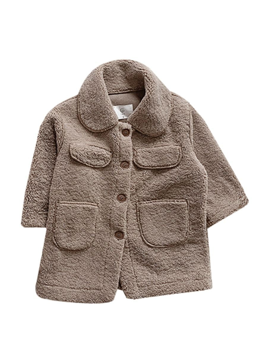 Winter Trendy Little Girl Solid Color Berber Fleece Jacket - dianjiang-