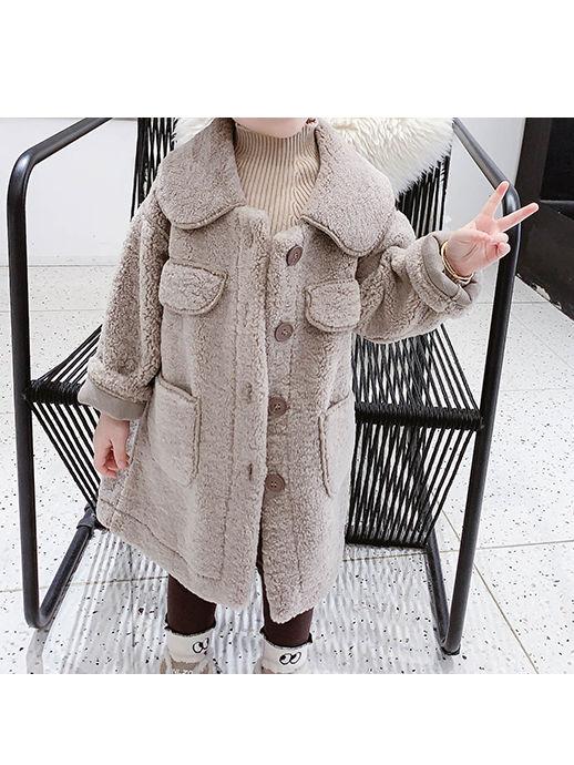 Winter Trendy Little Girl Solid Color Berber Fleece Jacket - dianjiang-