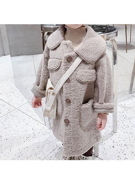 Winter Trendy Little Girl Solid Color Berber Fleece Jacket - dianjiang-