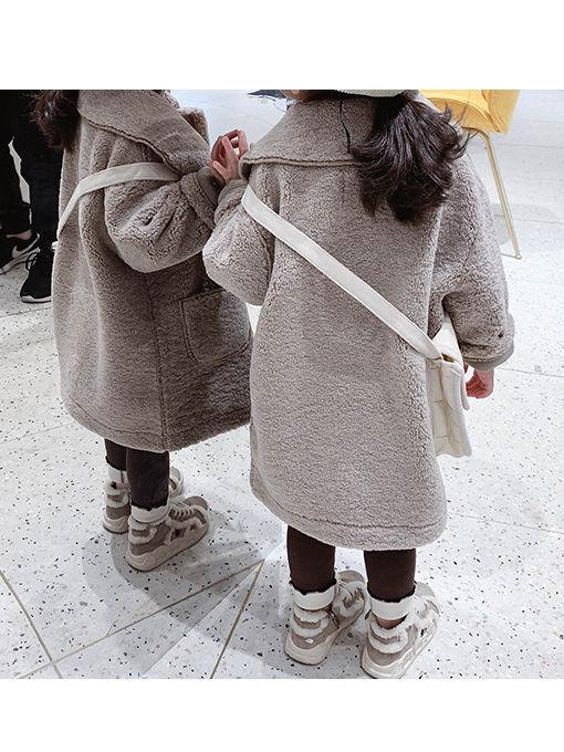 Winter Trendy Little Girl Solid Color Berber Fleece Jacket - dianjiang-