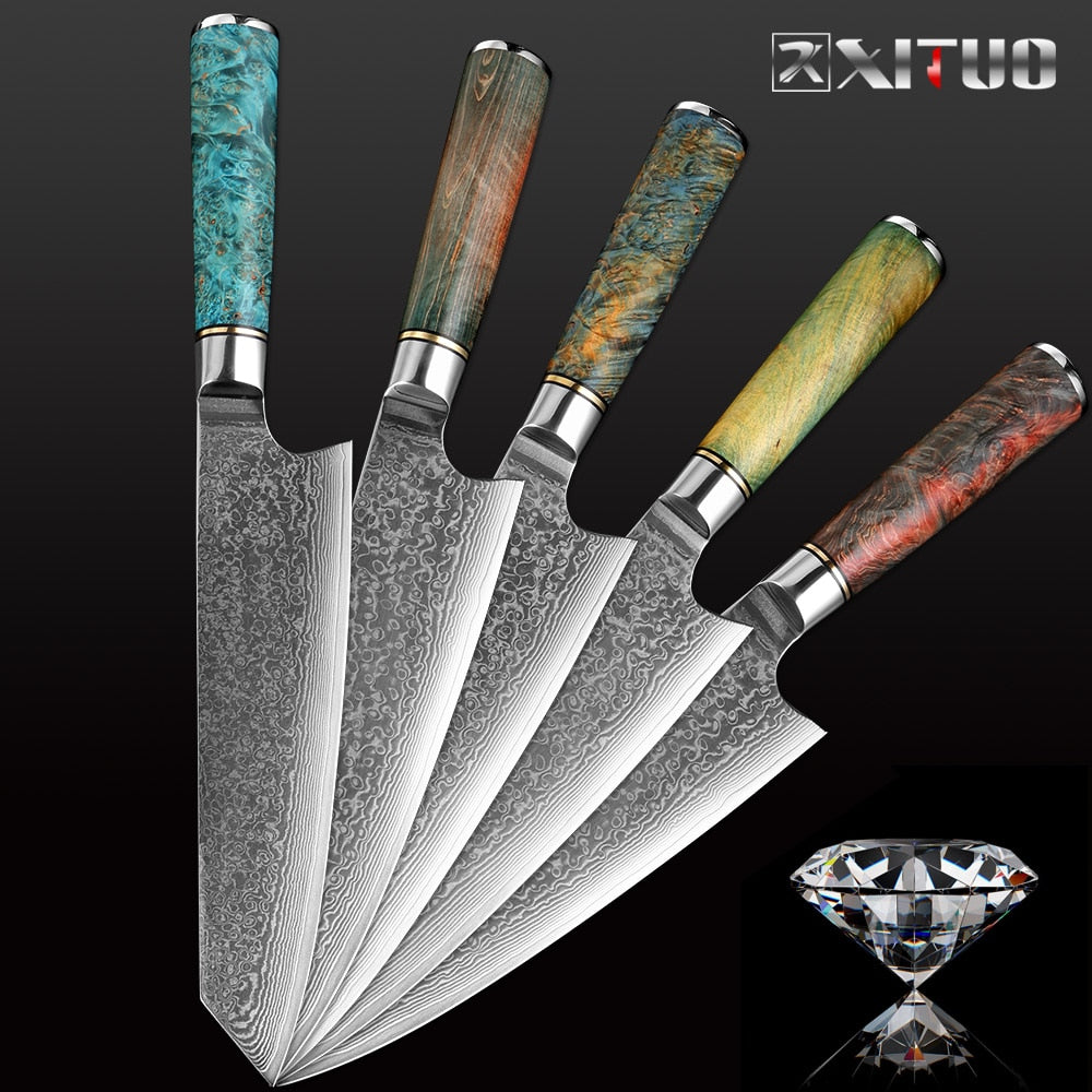 XITUO 1PCS Damascus VG10 Steel 8-inch Chef Knife Professional Japanes Kiritsuke Gyuto Cleaver Slicing Kitchen Knife Cooking Tool - dianjiang-