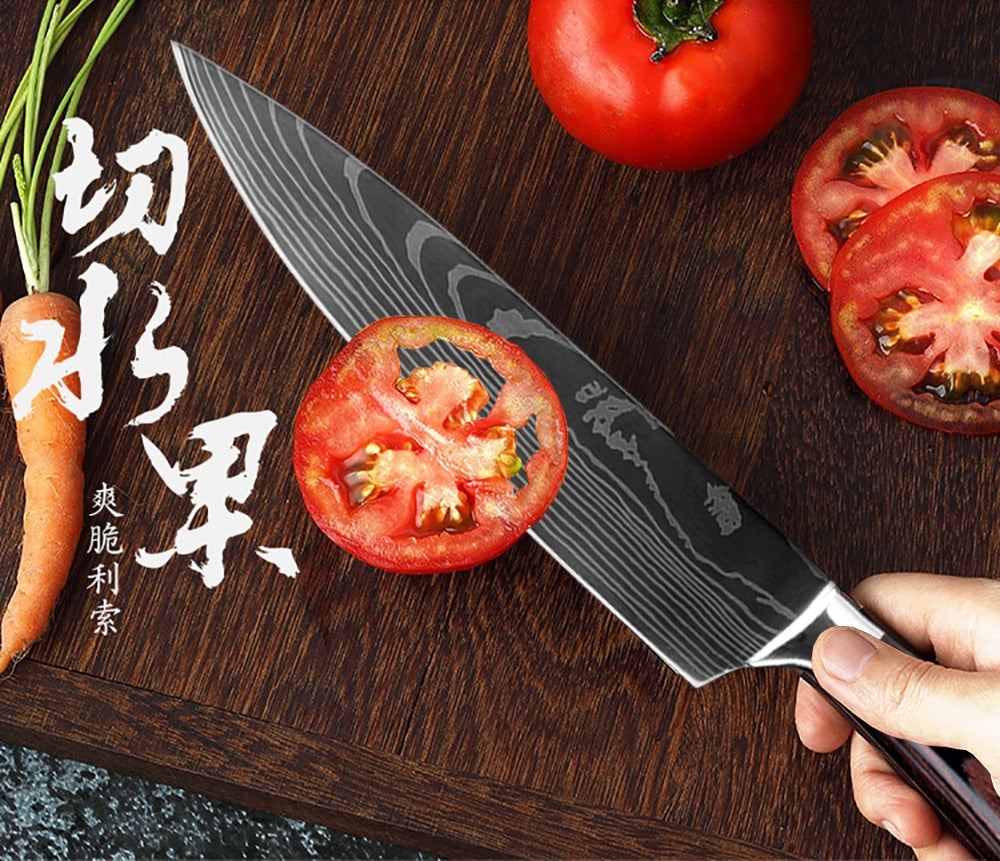 XITUO 8"inch japanese kitchen knives Laser Damascus pattern chef knife Sharp Santoku Cleaver Slicing Utility Knives tool EDC - dianjiang-