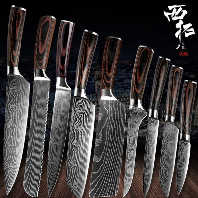 XITUO Chef Bread Eviscerate Sliced Fruit Chinese Japanese Kitchen Knife Sharp Utility santoku Complete Damascus Pattern Cooking - dianjiang-