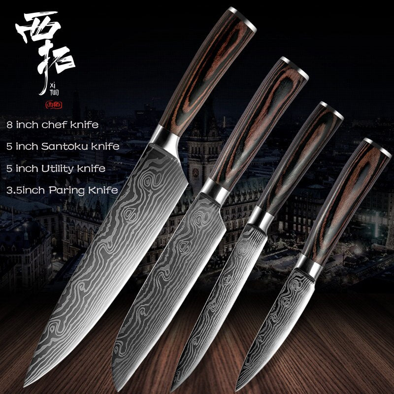 XITUO Chef Bread Eviscerate Sliced Fruit Chinese Japanese Kitchen Knife Sharp Utility santoku Complete Damascus Pattern Cooking - dianjiang-