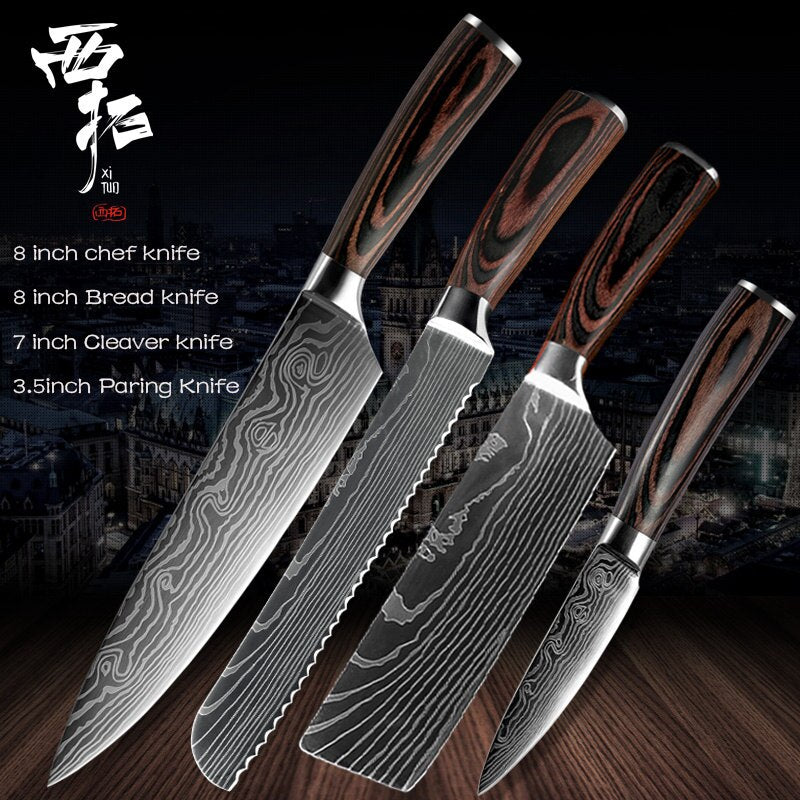 XITUO Chef Bread Eviscerate Sliced Fruit Chinese Japanese Kitchen Knife Sharp Utility santoku Complete Damascus Pattern Cooking - dianjiang-