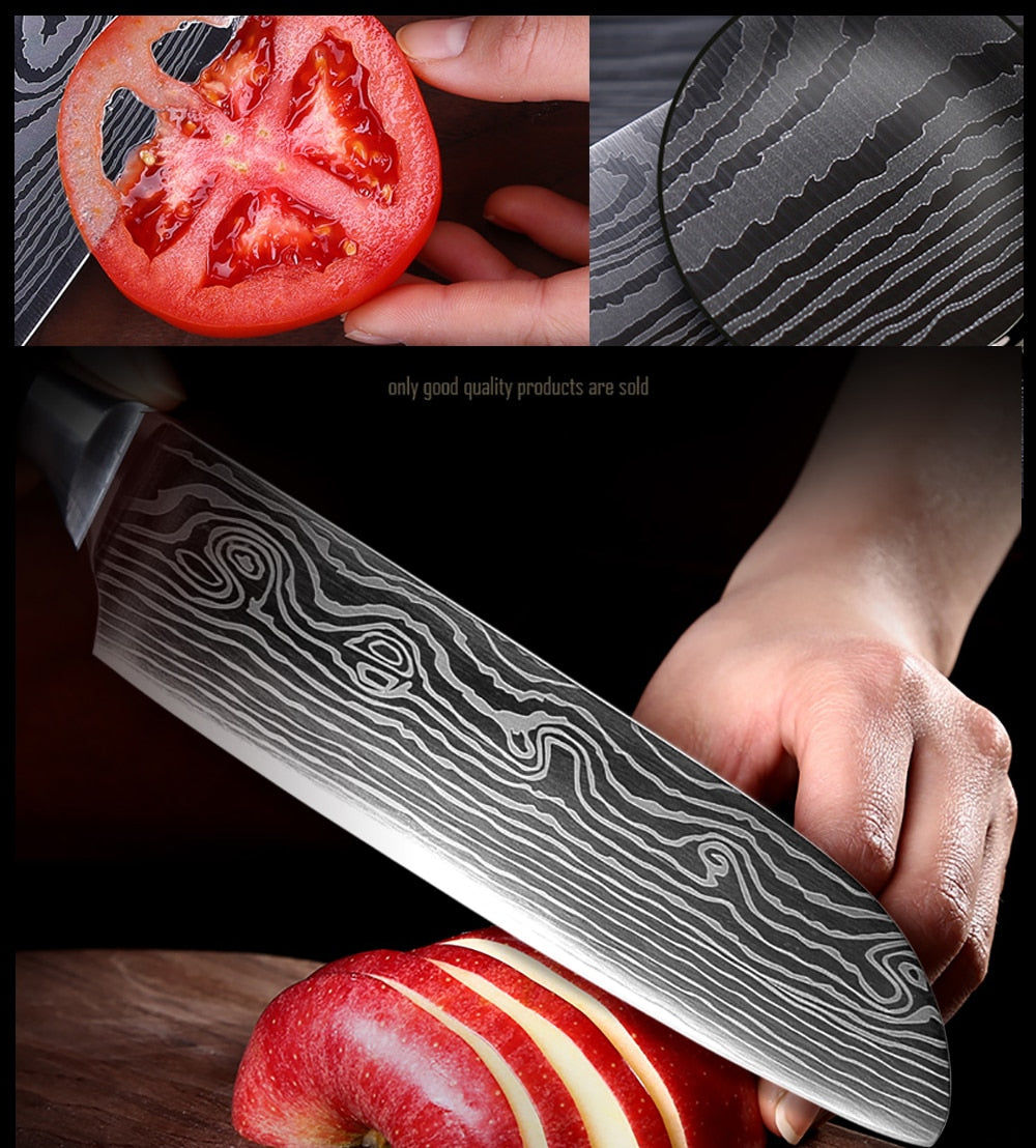 XITUO Chef Bread Eviscerate Sliced Fruit Chinese Japanese Kitchen Knife Sharp Utility santoku Complete Damascus Pattern Cooking - dianjiang-