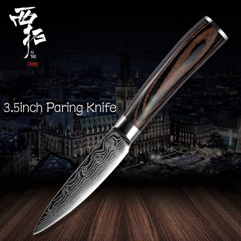 XITUO Chef Bread Eviscerate Sliced Fruit Chinese Japanese Kitchen Knife Sharp Utility santoku Complete Damascus Pattern Cooking - dianjiang-