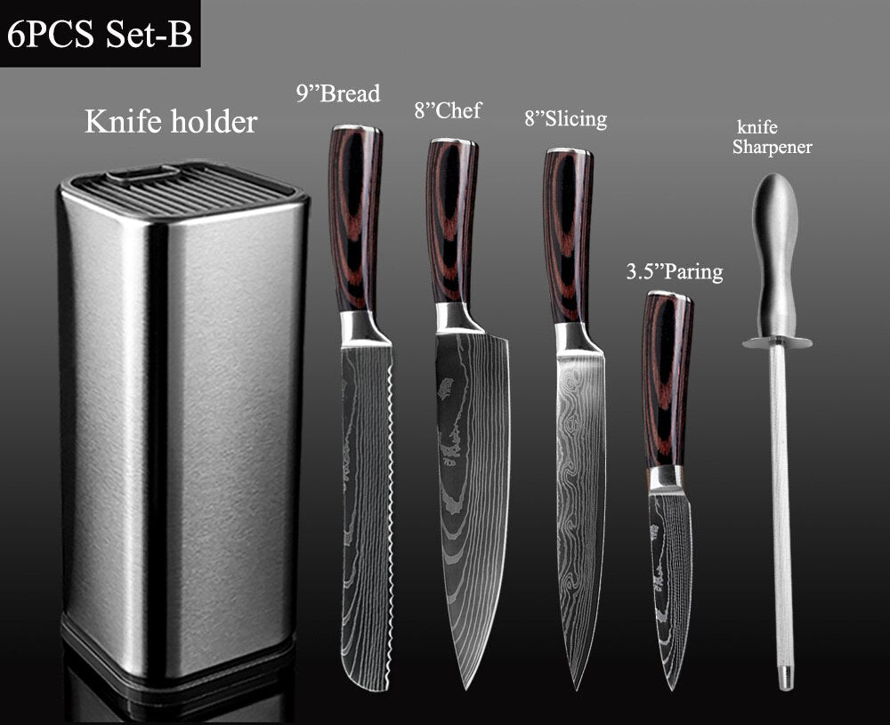 XITUO Chef Set Knife Stainless Steel Knife Professional Japanese Knife Santoku Cleaver Bread Paring Knife Scissors Kitchen Tools - dianjiang-