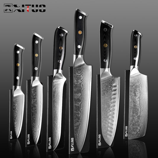 XITUO Damascus Chef Knife Professional Japan Sankotu Cleaver Bone Knives Utility Kiritsuke Paring Kitchen Knife Cooking Tools - dianjiang-