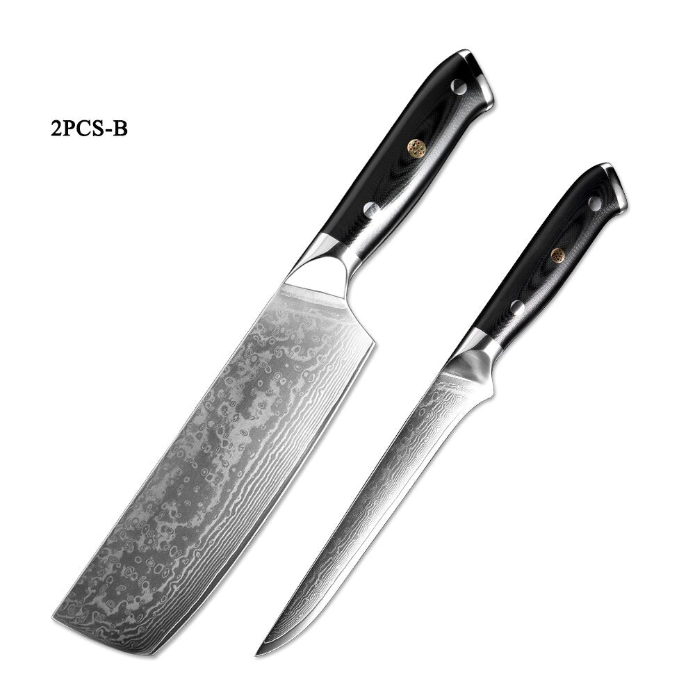 XITUO Damascus Chef Knife Professional Japan Sankotu Cleaver Bone Knives Utility Kiritsuke Paring Kitchen Knife Cooking Tools - dianjiang-